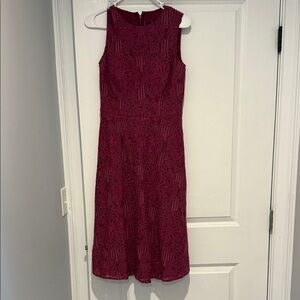 JS Collections Sleeveless Lace Midi Dress - Deep Red